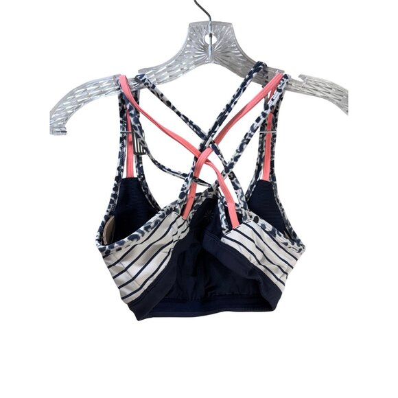 Athleta XS Womens Leopard & Stripe Print Sports Bra With Crisscross Straps - Picture 2 of 8